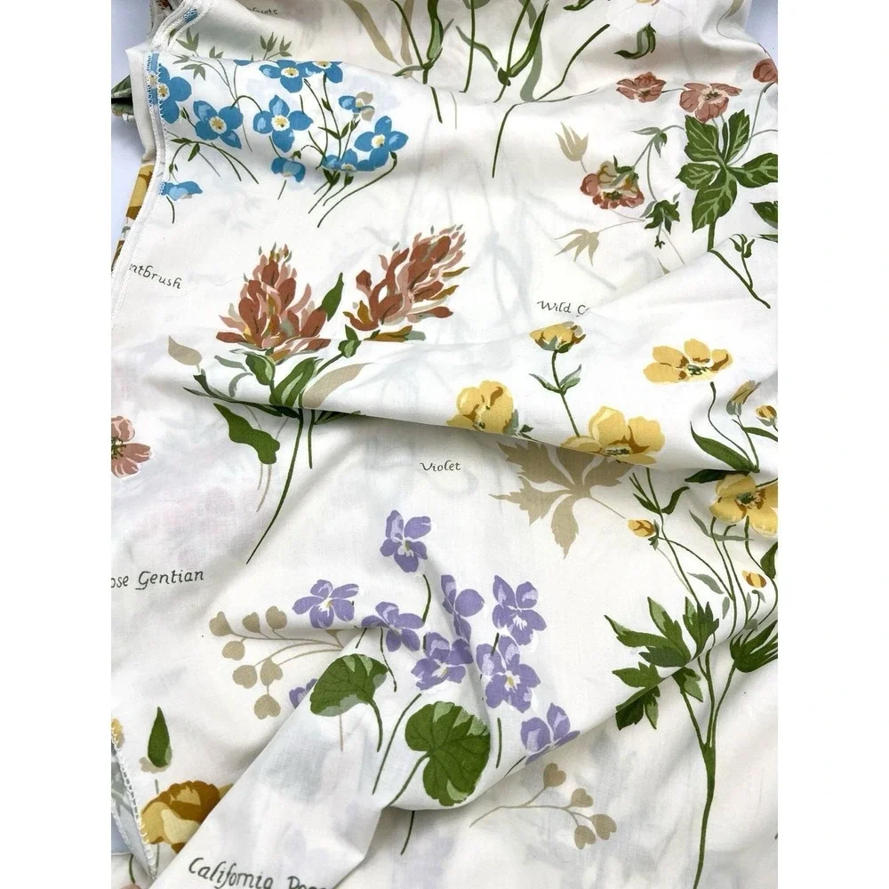 Vintage JC Penney Botanical Flat & Fitted Sheets Twin Poppy Lily Violet Percale